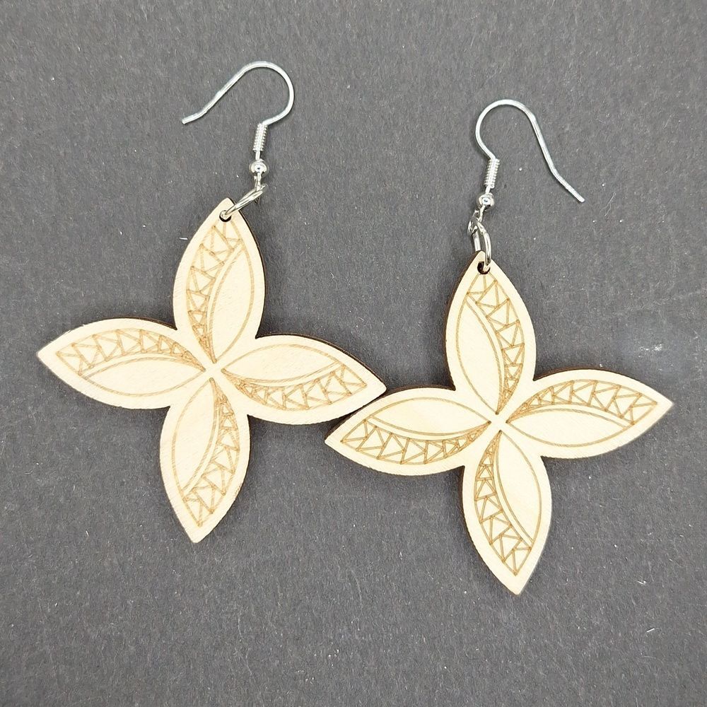 Laser engraved earrings butterfly clover shape lightweight earrings